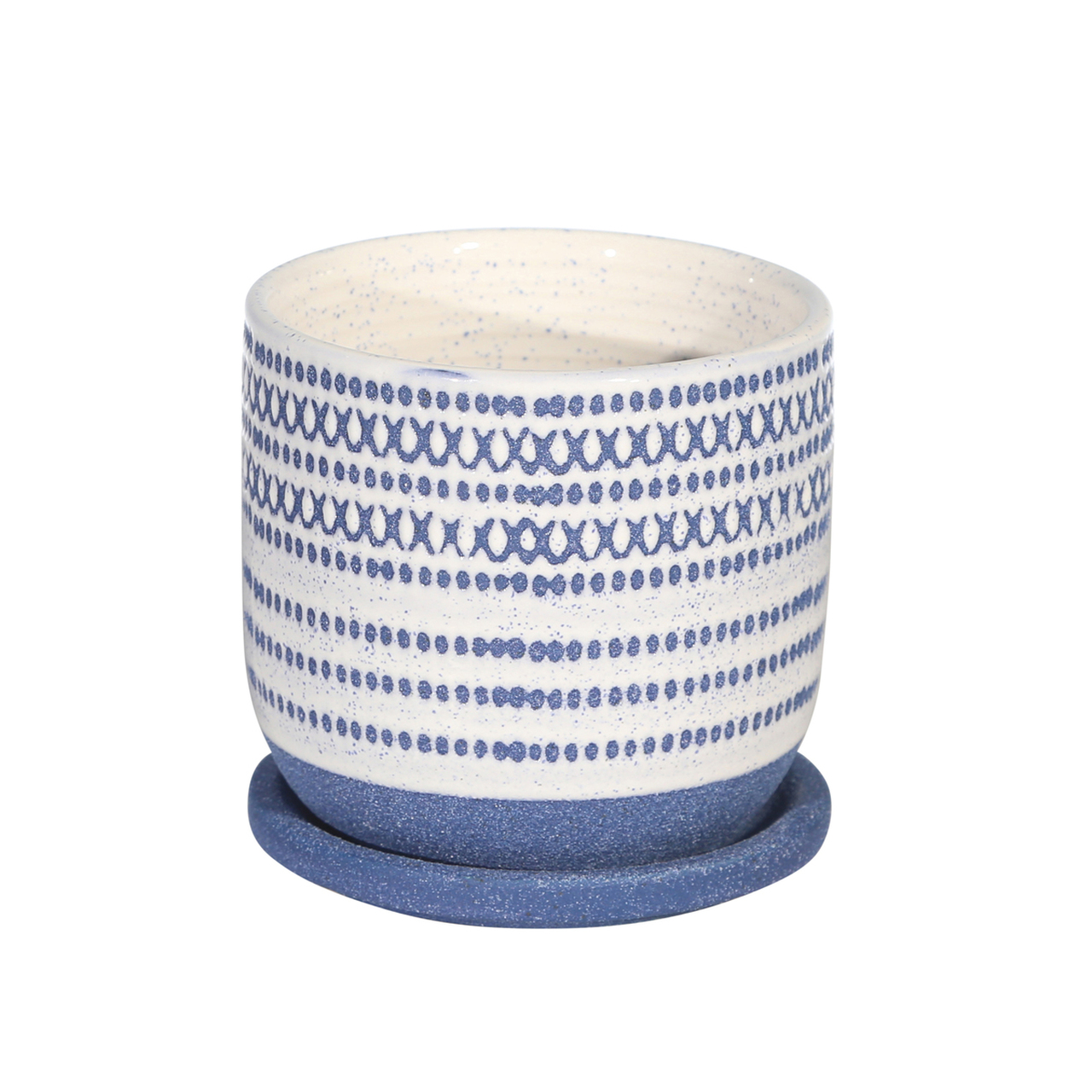 MACETA AZUL CON BLANCO