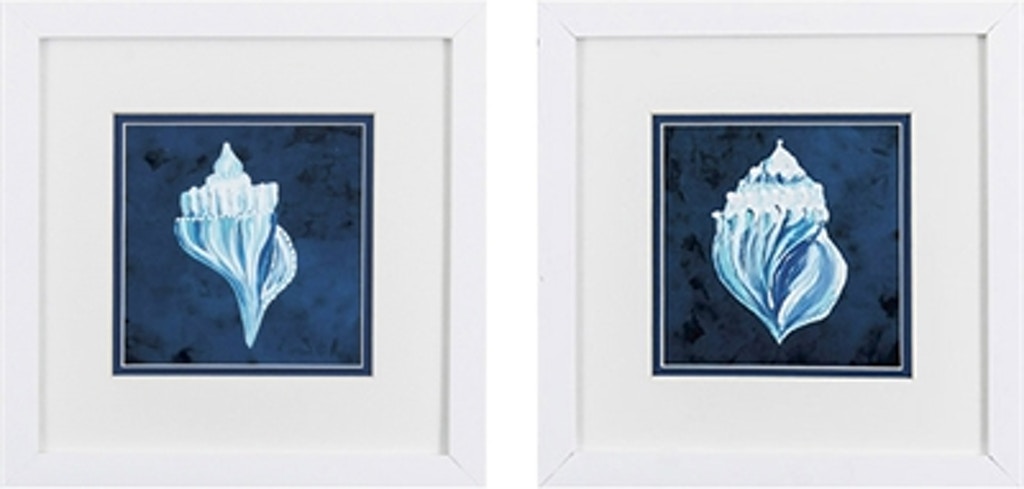CUADRO DUES DECORATIVO CONCHA COLOR AZUL