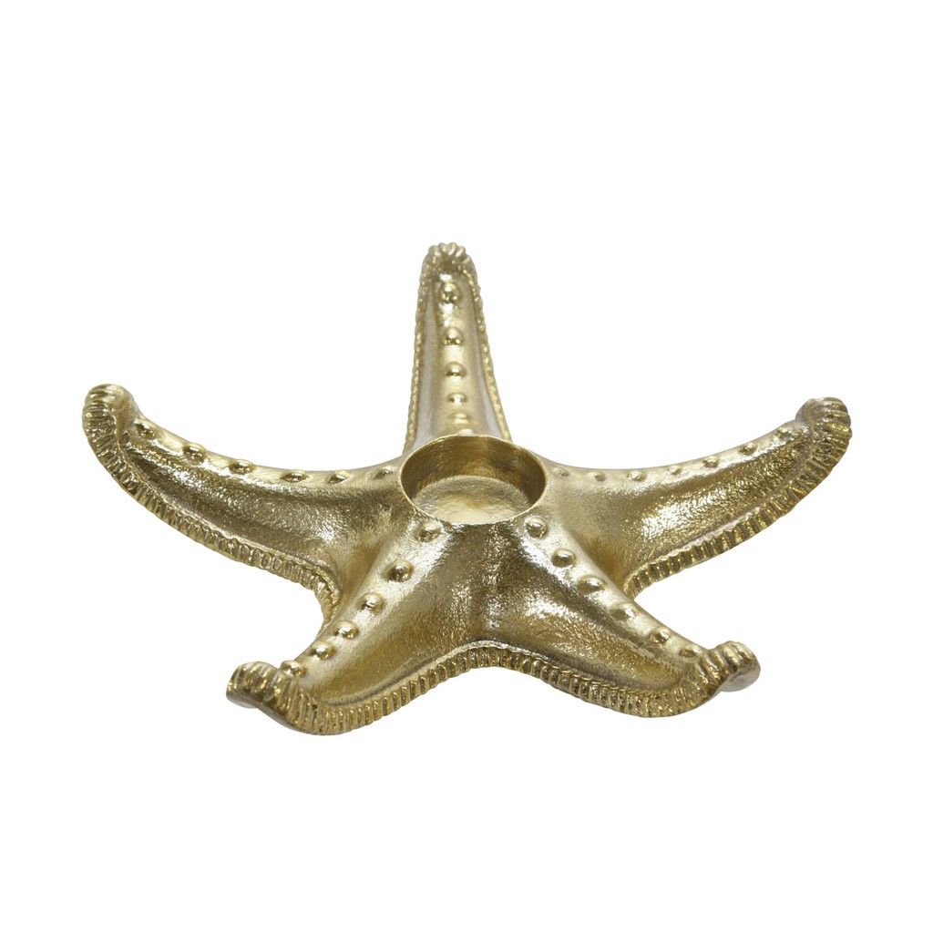 PORTAVELA DUES DECORATIVA DE METAL ESTRELLA DE MAR COLOR DORADO
