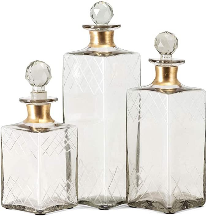 BOTELLAS DUES DECORATIVAS DE VIDRIO GRABADAS