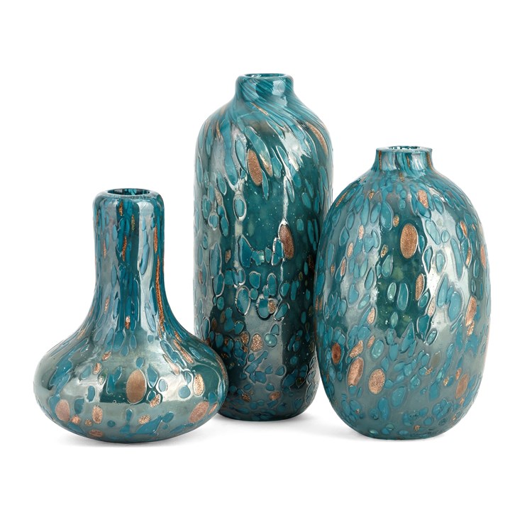 BOTELLAS DUES DECORATIVAS DE VIDRIO COLOR AZUL