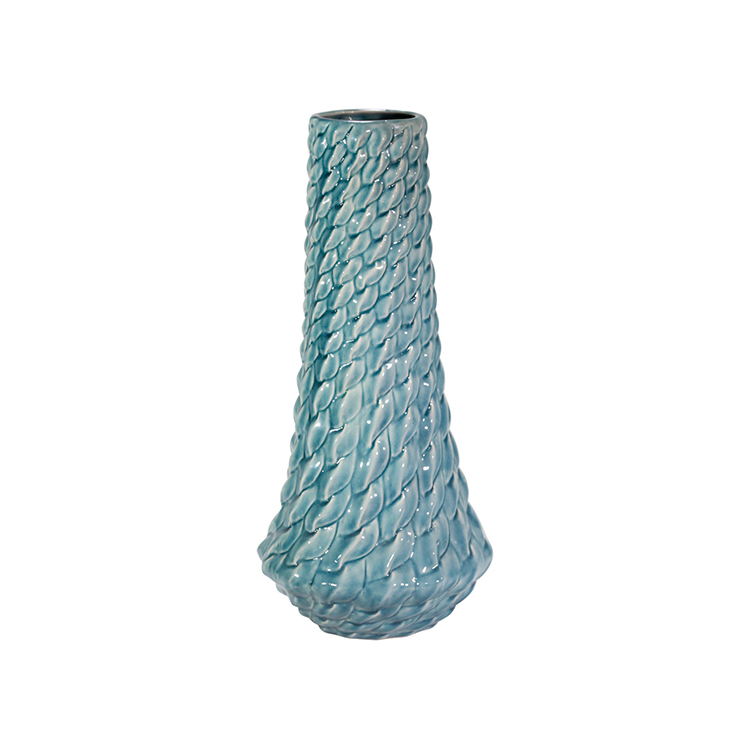 Jarrón Decorativo de Cerámica | Texturas Azules