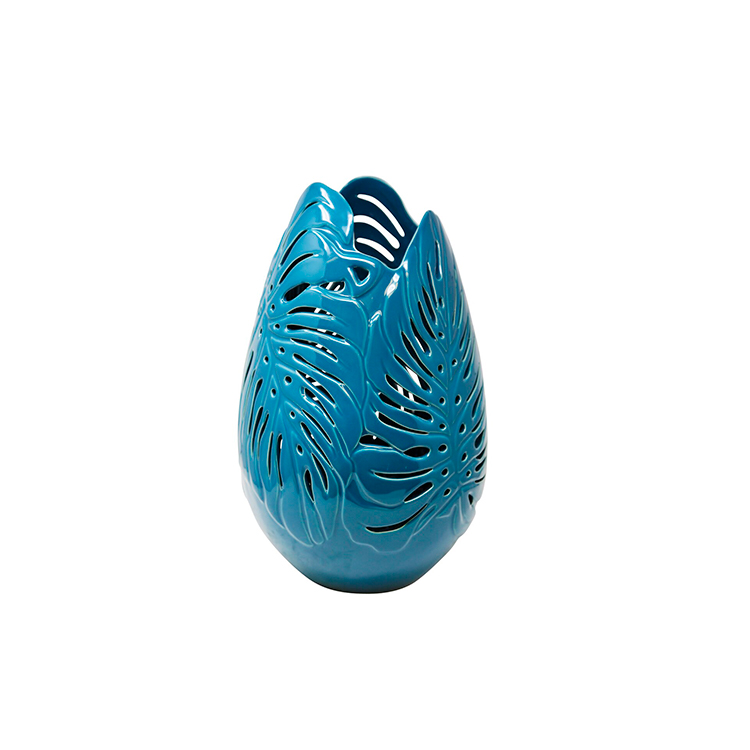 Jarrón Decorativo de Cerámica | Color  Azul | Tamaño Chico