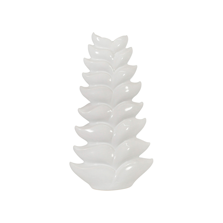 Florero Decorativo de Cerámica | Hojas Blancas | Tamaño Grande